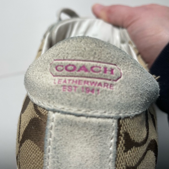 Coach Signature Pink Stripe Sneakers – Women’s – Classic “C” Logo - Picture 5 of 12